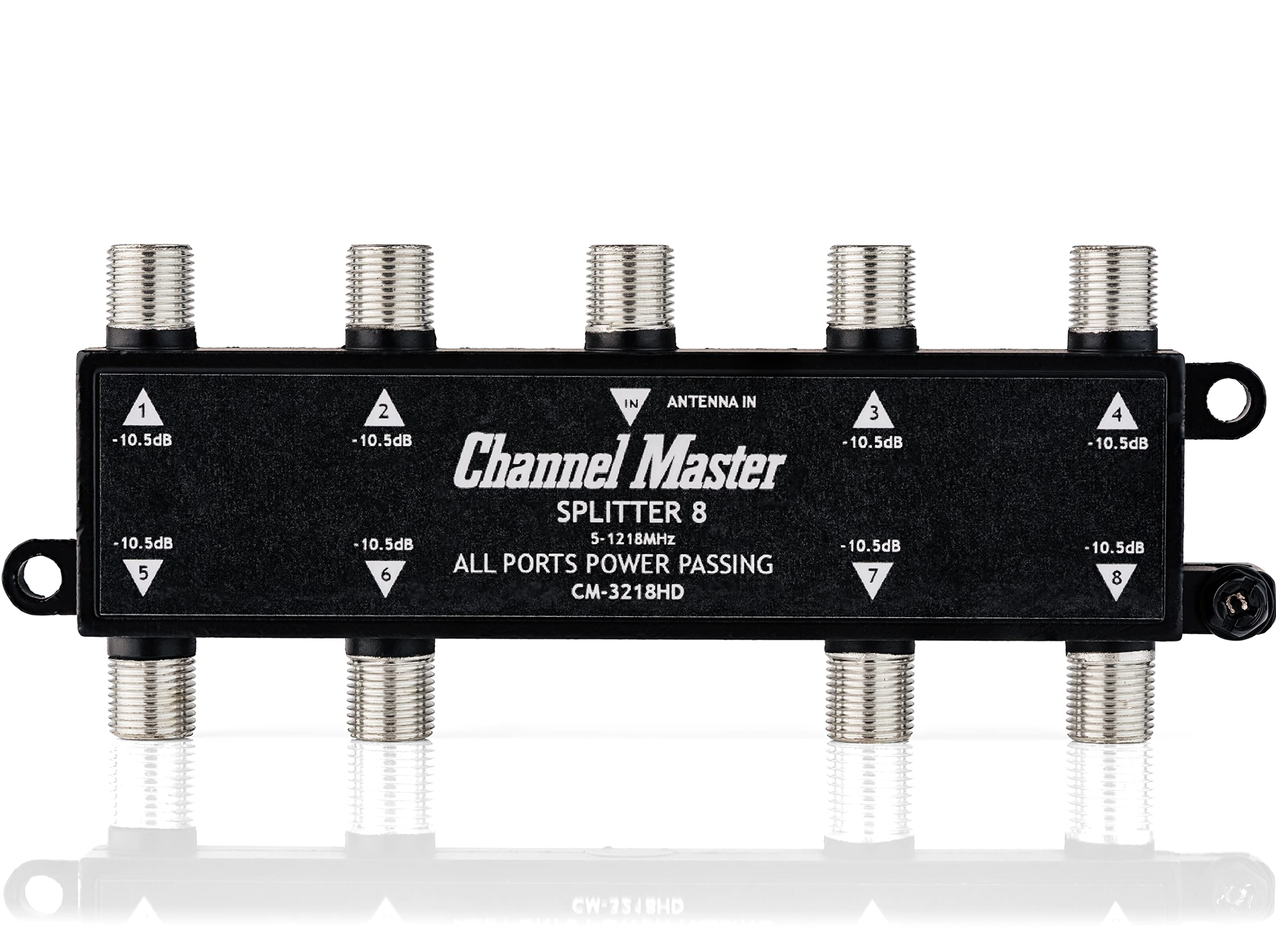 Channel Master Splitter 8, 8-Way Splitter with Power Passing Capability for TV Antenna and Cable Signals