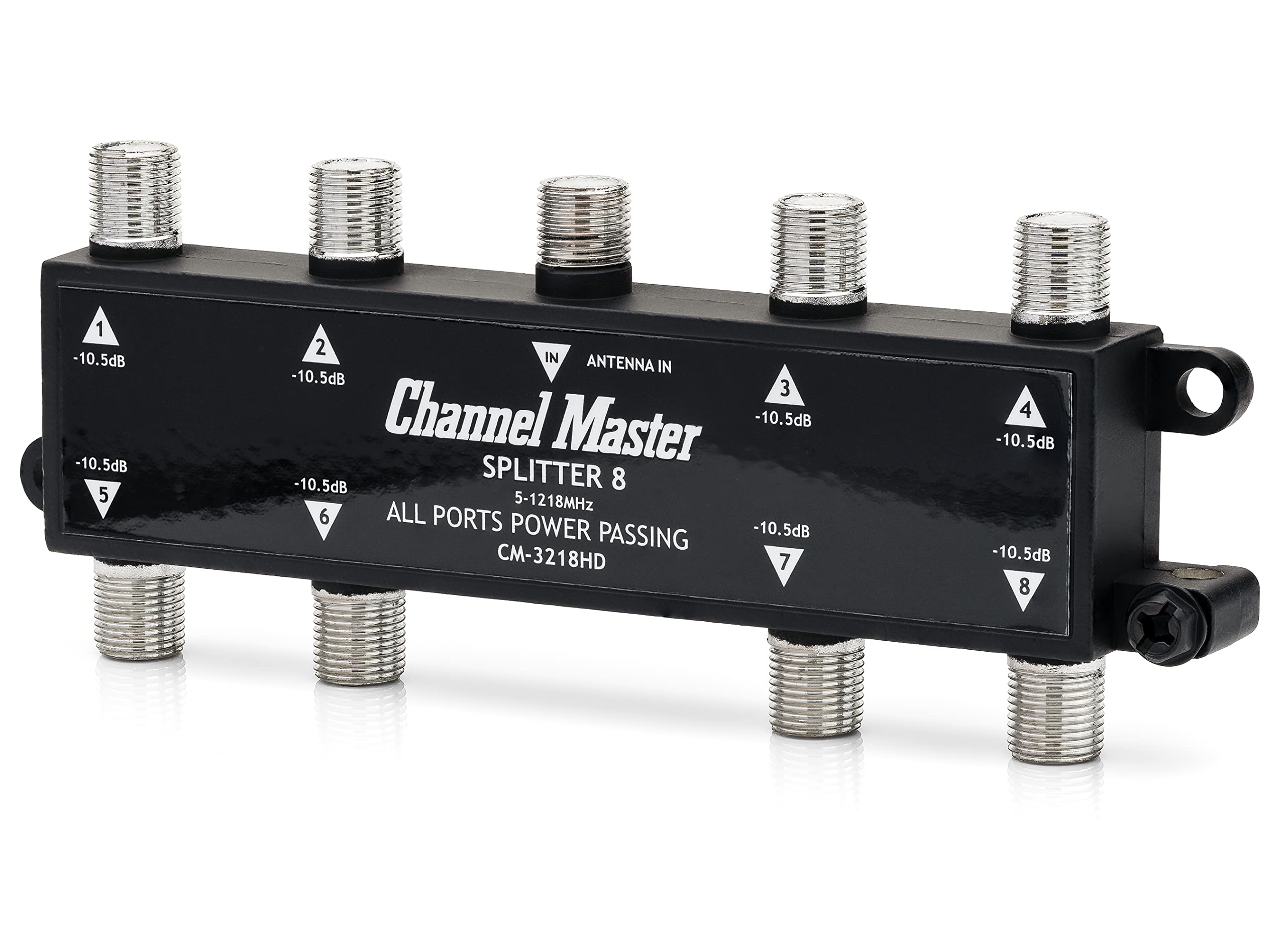 Channel Master Splitter 8, 8-Way Splitter with Power Passing Capability for TV Antenna and Cable Signals