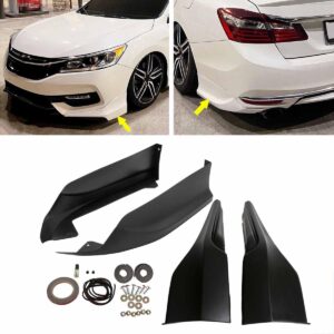 4pcs front+rear bumper lip splitter spoilers black compatible with 2016-2017 h0nda accord 4dr hfp style not fit 2dr