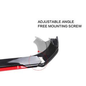 Front Bumper Lip Splitter Spoiler + Strut Rods Bright Glossy Black+Red Polyurethane Fit for Do-dge Challenger SRT SXT RT (Glossy Black spoilder Lip)