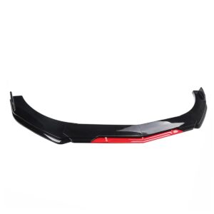 Front Bumper Lip Splitter Spoiler + Strut Rods Bright Glossy Black+Red Polyurethane Fit for Do-dge Challenger SRT SXT RT (Glossy Black spoilder Lip)