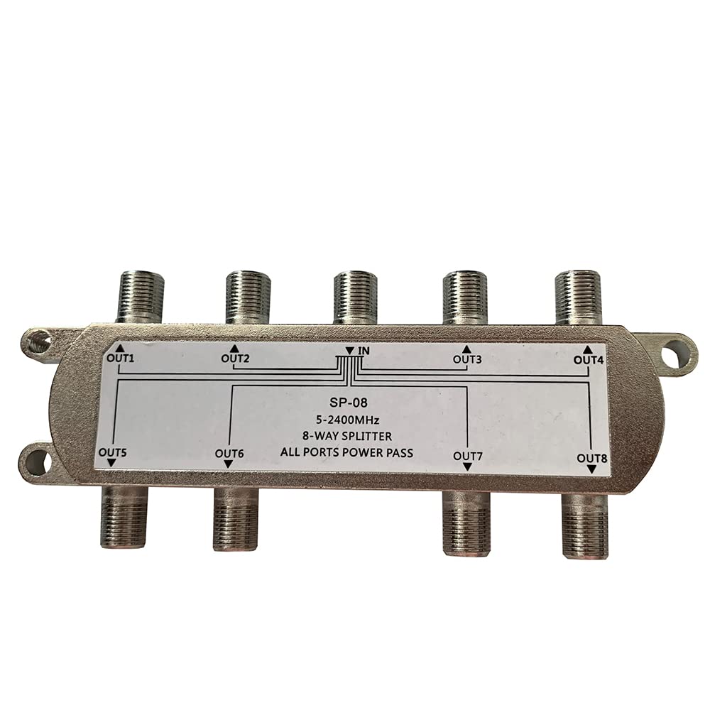 OFCN 8-Way Splitter 5-2400MHz for Satellite/Cable TV and Internet, CATV Antenna System