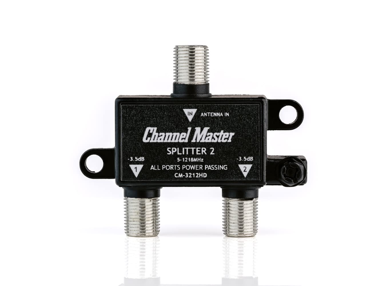 Channel Master Splitter 2, 2-Way Splitter with Power Passing Capability for TV Antenna and Cable Signals