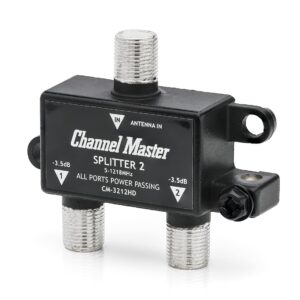 Channel Master Splitter 2, 2-Way Splitter with Power Passing Capability for TV Antenna and Cable Signals