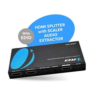 OREI 1x2 2.0 HDMI Splitter with Scaler Audio Extractor 2 Ports with Full Ultra HDCP 2.4K at 60Hz & 3D Supports EDID Control - UHDS-102A