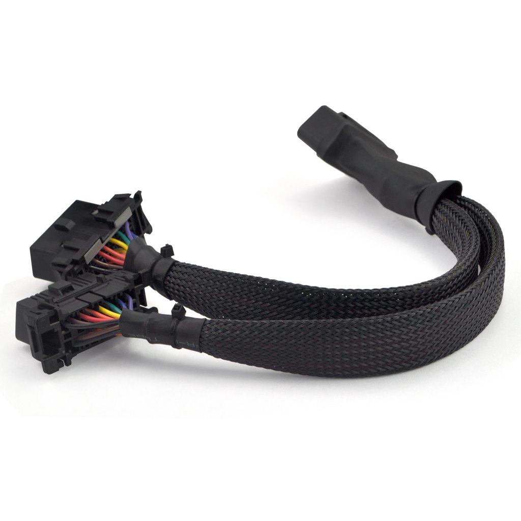 iKKEGOL 30cm 16 Pin OBD2 OBDII J1962 Y Cable Cord Splitter Extension 1x Male to 2X Female Braid Connector 12"