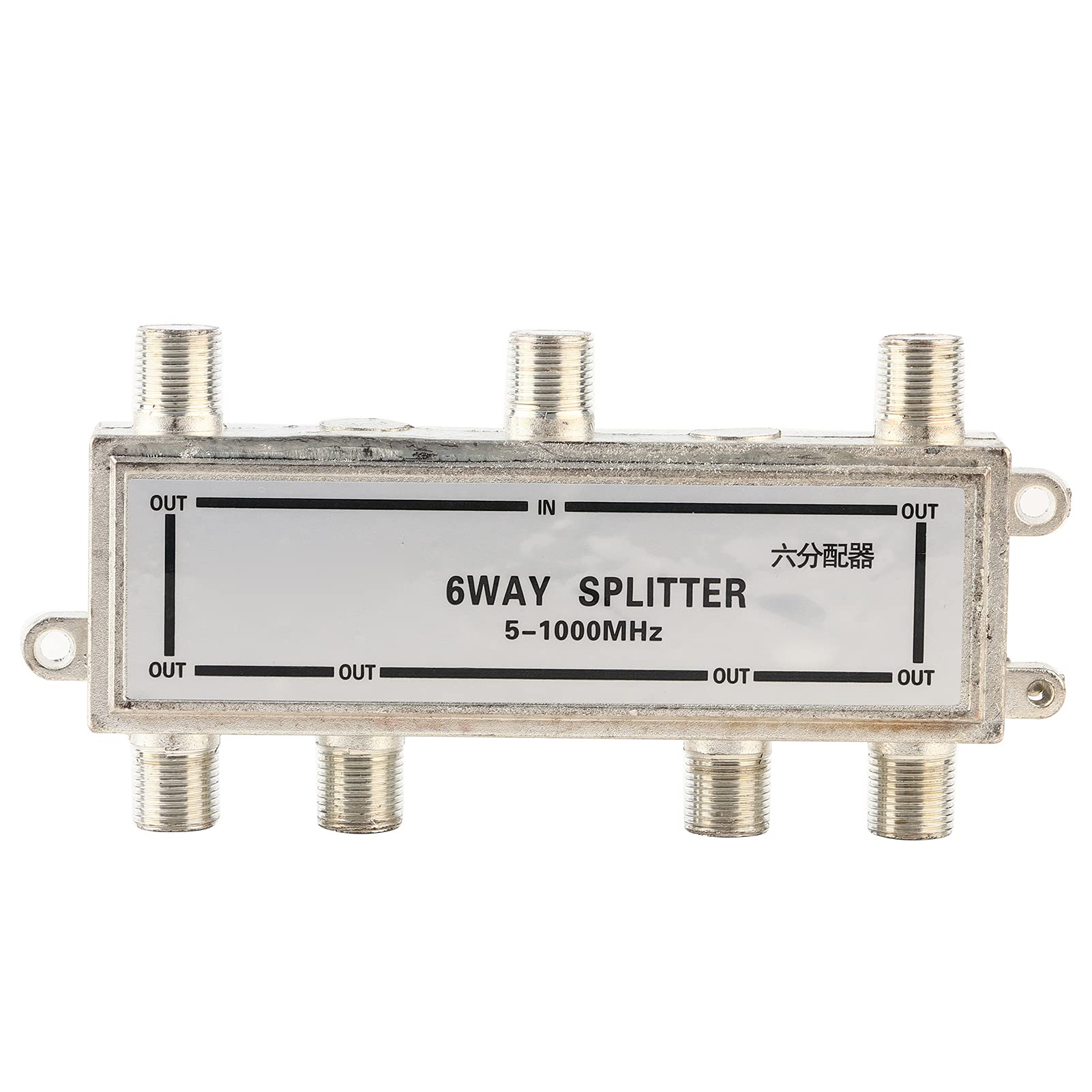 6 Way Splitter, Zinc Alloy 6 Way Coax Cable Splitter 5-1000MHz CATV TV Antenna Coaxial Signal Split