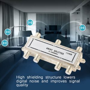 6 Way Splitter, Zinc Alloy 6 Way Coax Cable Splitter 5-1000MHz CATV TV Antenna Coaxial Signal Split