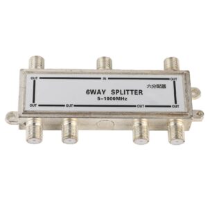 6 Way Splitter, Zinc Alloy 6 Way Coax Cable Splitter 5-1000MHz CATV TV Antenna Coaxial Signal Split