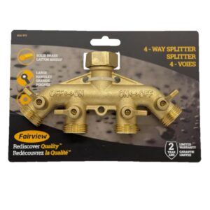 Fairview Heavy Duty Brass Garden Hose Splitter with HEX Connector (404-WV)