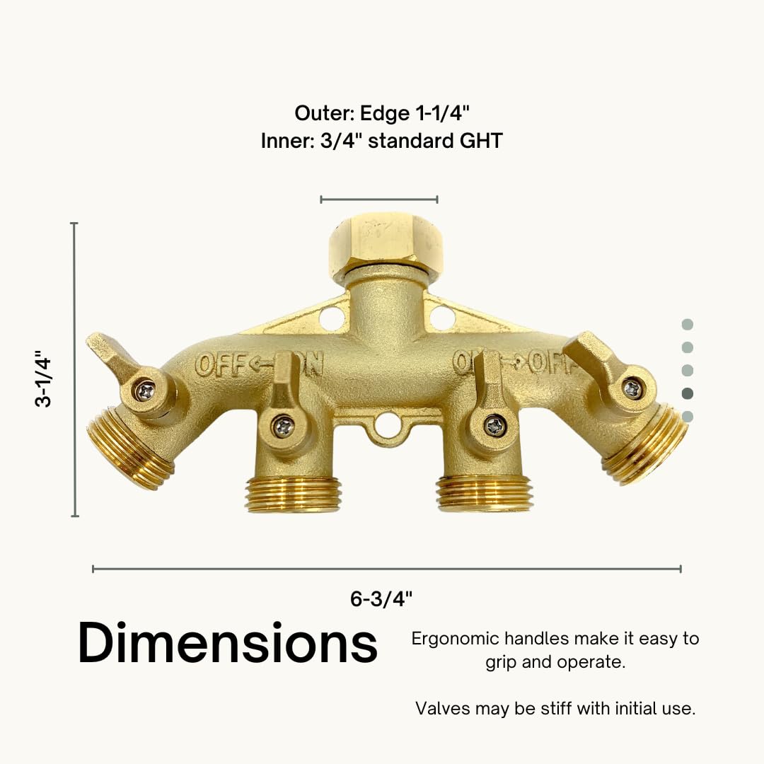 Fairview Heavy Duty Brass Garden Hose Splitter with HEX Connector (404-WV)