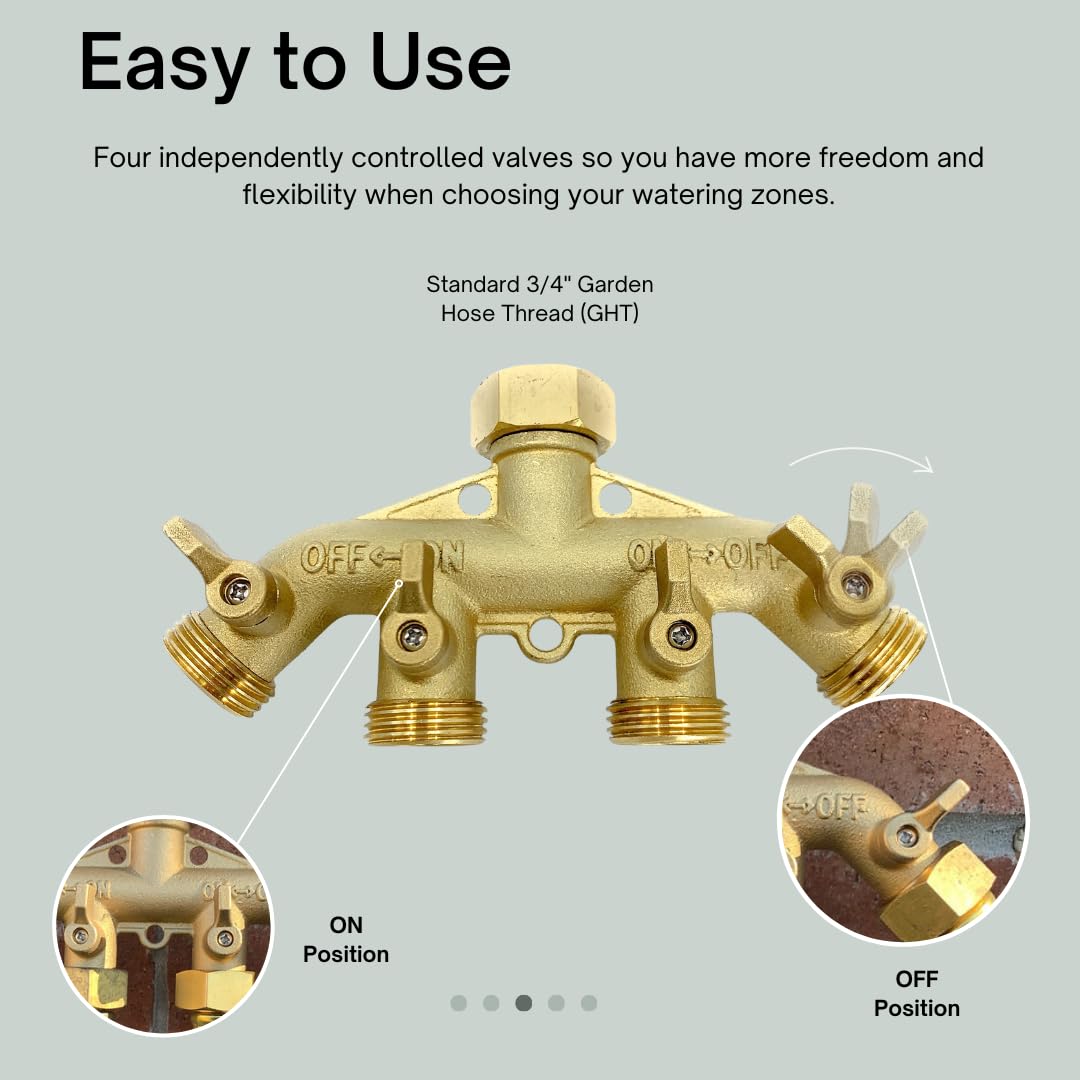 Fairview Heavy Duty Brass Garden Hose Splitter with HEX Connector (404-WV)