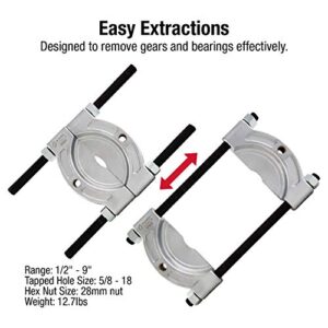 Sunex 57BS5 Bearing Seperator, ½- Inch – 9-Inch, Alloy Steel Angled Edges, Bearing Splitter with Threaded Holes