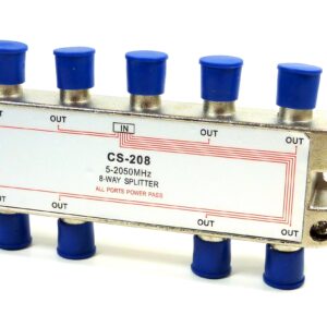 Philmore 2GHZ High "Q" 8-Way Low Loss Coaxial Satellite TV Signal Splitter With Weather Caps, Commercial Grade; CS208