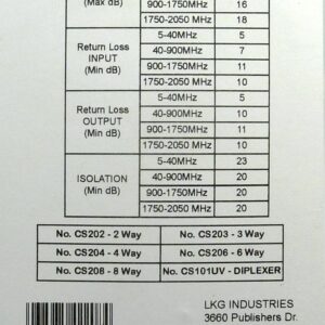 Philmore 2GHZ High "Q" 8-Way Low Loss Coaxial Satellite TV Signal Splitter With Weather Caps, Commercial Grade; CS208