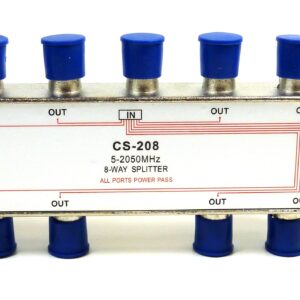 Philmore 2GHZ High "Q" 8-Way Low Loss Coaxial Satellite TV Signal Splitter With Weather Caps, Commercial Grade; CS208