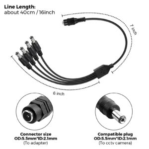 LeTaoXing Security Camera Power Adapter 12V 2.5A Power Supply 30W Wall Wart Transformer Charger AC to DC with 4 Way 4-Way Power Splitter Cable Cord for for DC12V Analog/AHD DVR/Camera