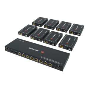 hdmi 2.0 4k extender splitter over single cable cat6 with poc up to 196 ft 1-in 8-out w/local loop output & low latency by j-tech digital [jtech-18ex50]