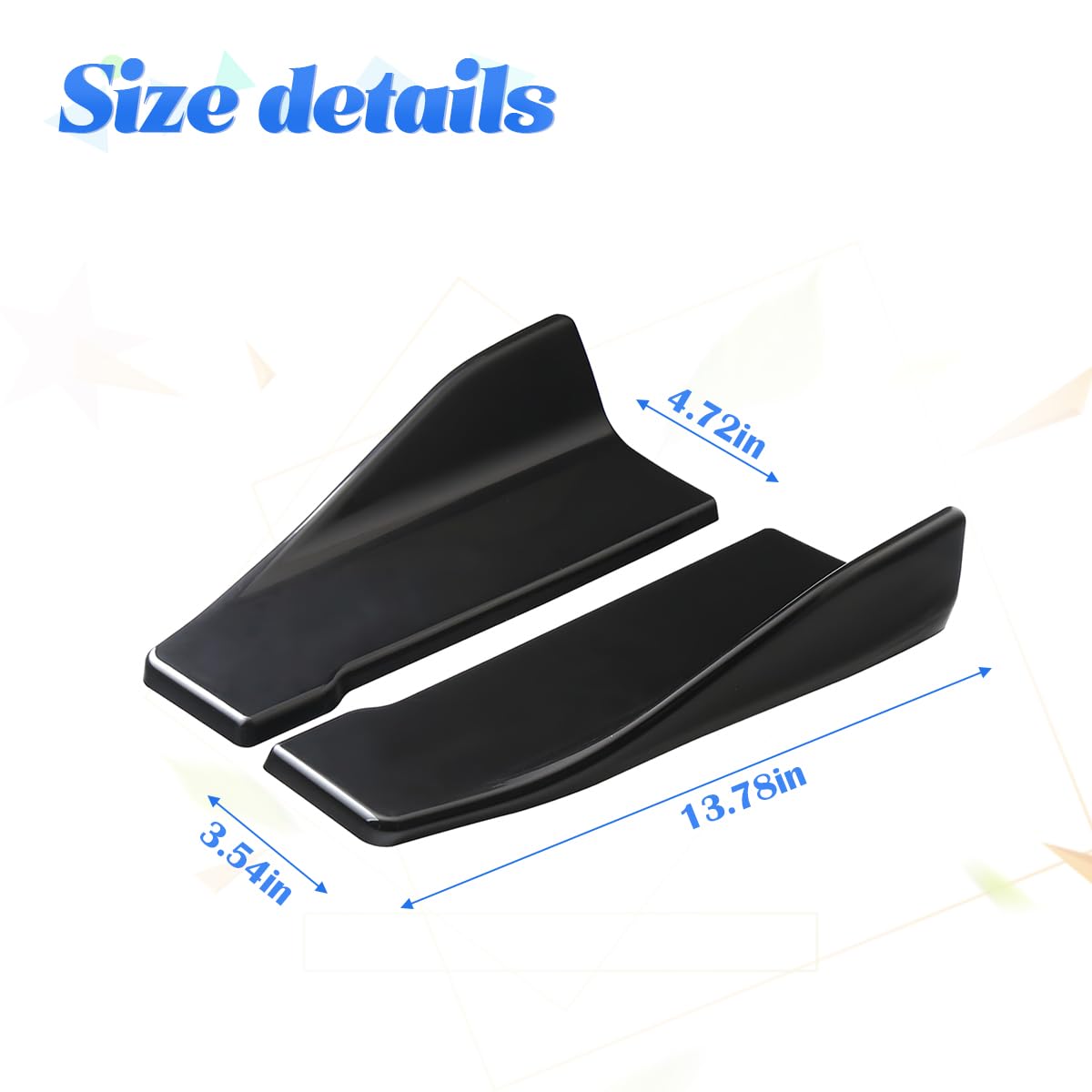 BESULEN 2 PCS Car Rear Bumper Guard Diffuser Splitter, Universal Anti Scratch Protector for Side Fender Skirt Lip, Auto Bumper Lip Body Kit Corner Guard Strip, Car Interior Accessories (Glossy Black)