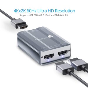 gofanco Prophecy 4K 1x2 HDMI 2.0 Splitter – 4K @60Hz YUV 4:4:4, HDR, 3D, HDCP 2.2/1.4, EDID, 18Gbps, ESD Protection, 2 Way Port, 1 in 2 Out, TAA Compliant (PRO-HD20split2P)