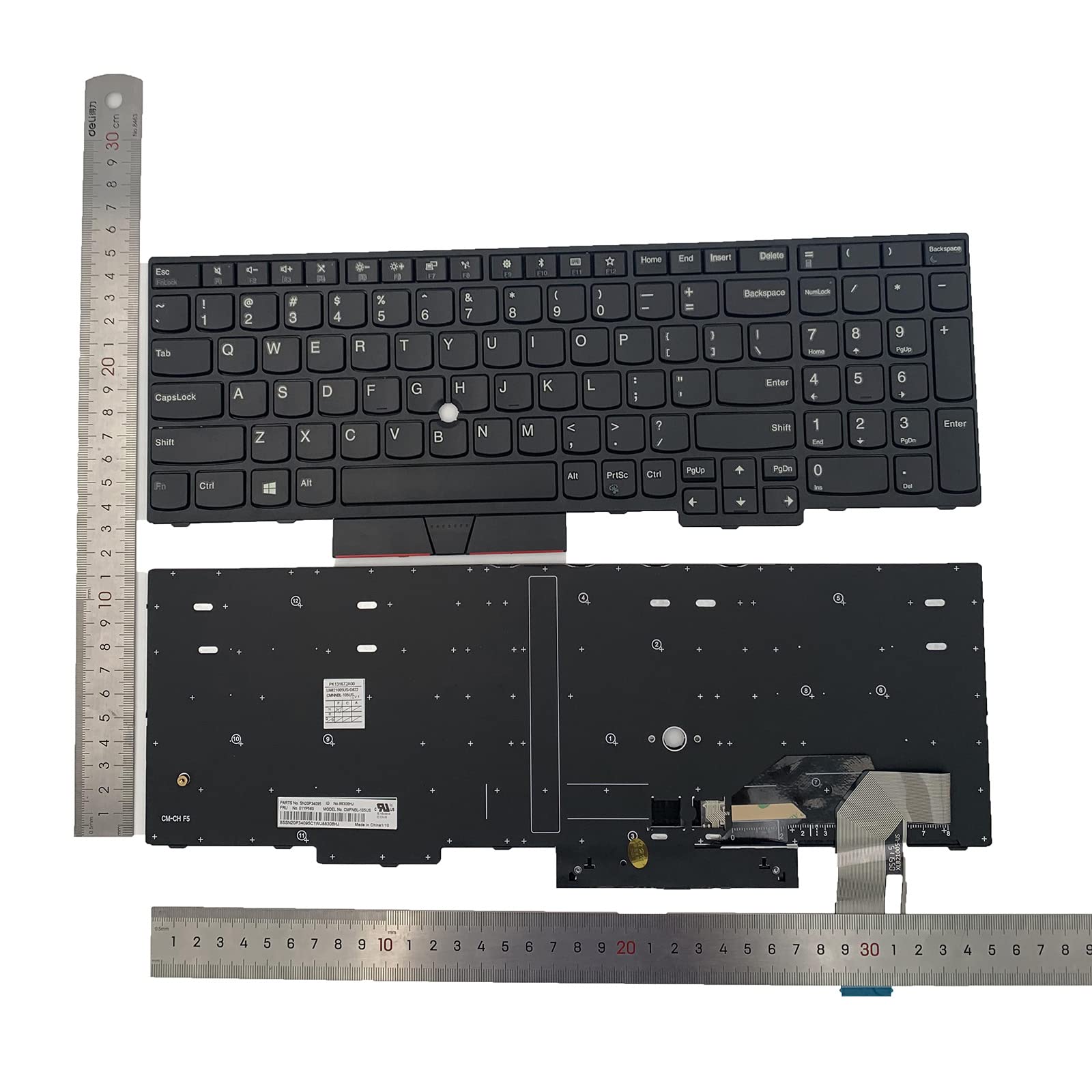 yhfshop Laptop Replacement US Layout Keyboard for Lenovo ThinkPad E580 E585 E590 L580 P52 P53 P73 T590（Without Red Pointer）