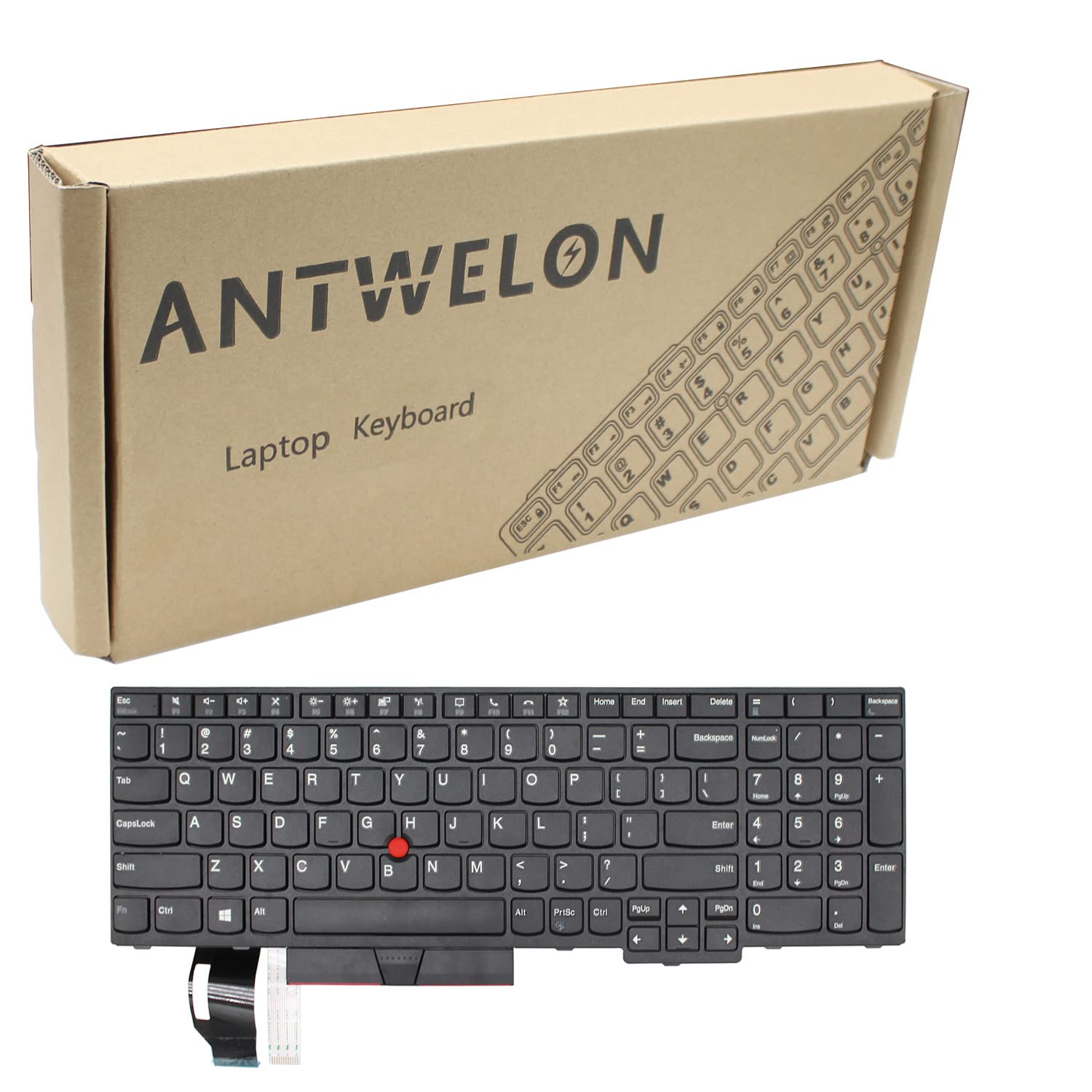 ANTWELON Replacement Laptop Keyboard for LENOVO ThinkPad E580 E585 L580 E590 E595 L590 T590 P52 P72 P53 P73 T15 P15S, with Frame Pointer No Backlight US Layout