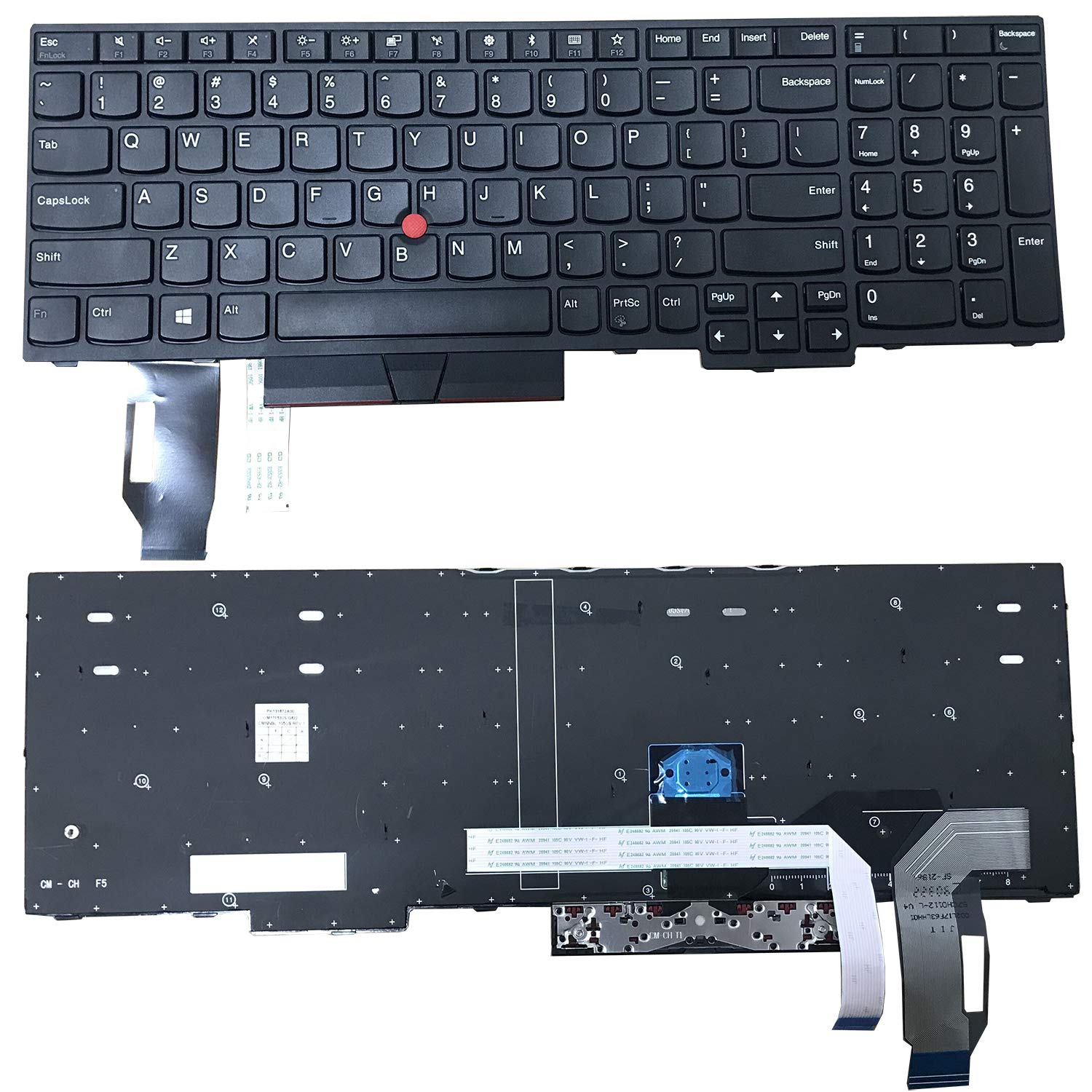 Sierra Blackmon Replacement Keyboard for Thinkpad E580 L580 T590 E590 L590, P52 P72 P53 P73E580 L580 T590 E590 L590, P52 P72 P53 P73 Series Laptop Without Backlight US Layout