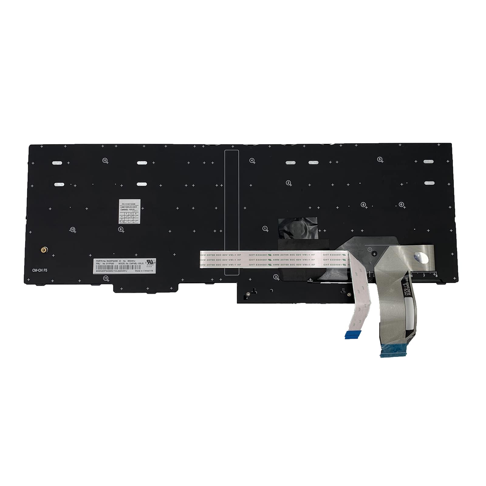 Tiugochr Laptop Replacement US Layout with Pointing Keyboard for Lenovo ThinkPad E580 E585 E590 E595 T580 T590 L580 L590 P52 P72 P53 P53S P73 01YP640 01N729 01YP560 PK131672B00 01YP680