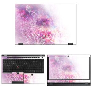 decalrus - protective decal floral skin sticker for lenovo thinkpad p53 (15.6" screen) case cover wrap lethnkpd15_p53-110