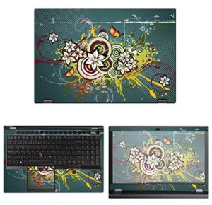 decalrus - protective decal floral skin sticker for lenovo thinkpad p53 (15.6" screen) case cover wrap lethnkpd15_p53-181