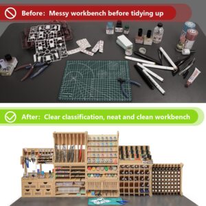 Bucasso Wooden Model Paint Organizer, Paint Rack with MDF Material for 35 Paint Bottles, Craft Paint Holder Suitable for Tamiya/Vallejo/Citadel, GK11 (Can be combined with other GK style)