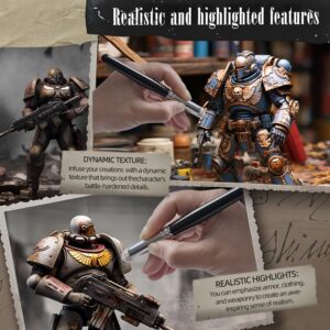 Dry Brush Miniature Painting Drybrush Set - 6PC Professional Miniature Paint Brushes for 40k, DND Miniatures, Citadel, Scale Model, Enamel & Fantasy Figurines Painting（Black）