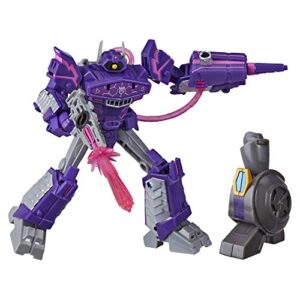 transformers toys cyberverse deluxe class shockwave action figure, shock blast attack move and build-a-figure piece, for kids ages 6 and up, 5-inch