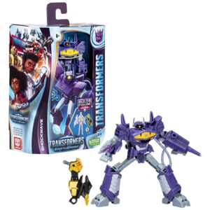 Transformers Toys EarthSpark Deluxe Class Shockwave Action Figure, 5-Inch, Robot Toys for Kids Ages 6 and Up