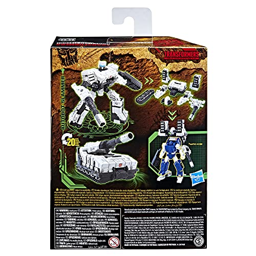 Transformers Toys Generations War for Cybertron: Kingdom Deluxe WFC-K33 Autobot Slammer Action Figure - Kids Ages 8 and Up, 5.5-inch