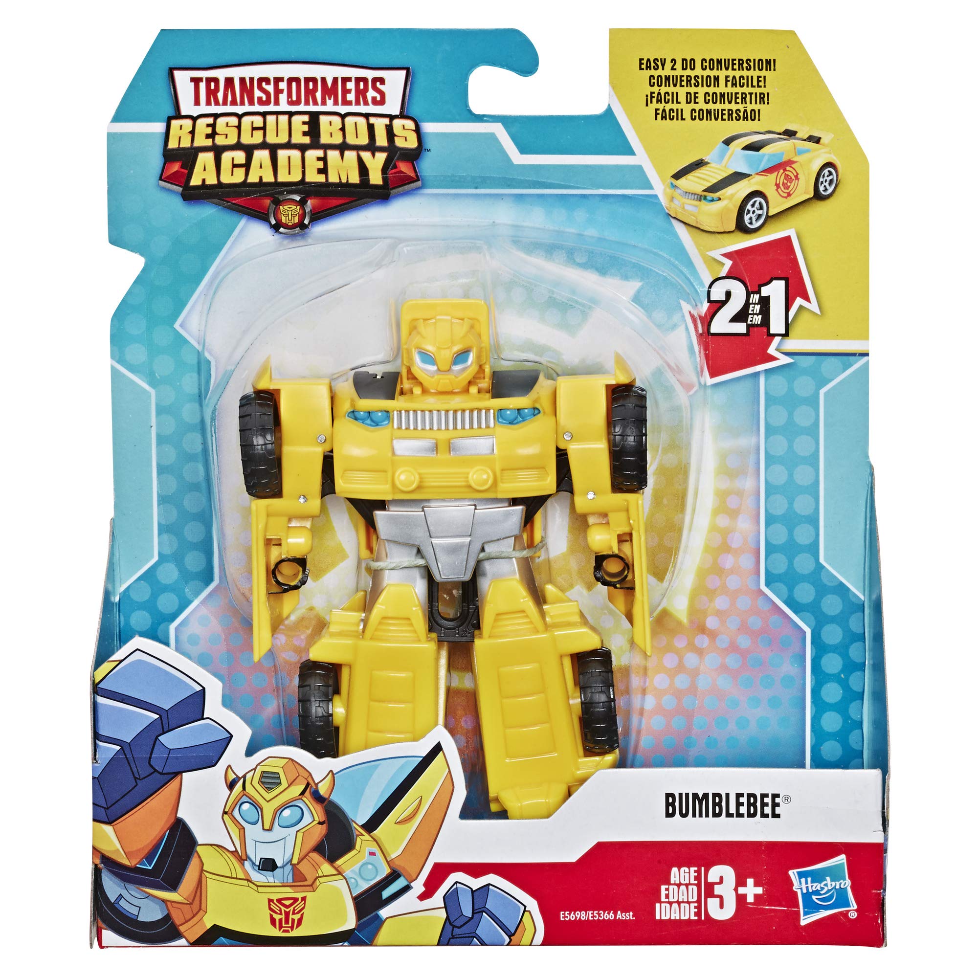 Transformers Playskool Heroes Rescue Bots Academy Bumblebee Converting Toy Robot, 4.5" Action Figure, Toys for Kids Ages 3 & Up