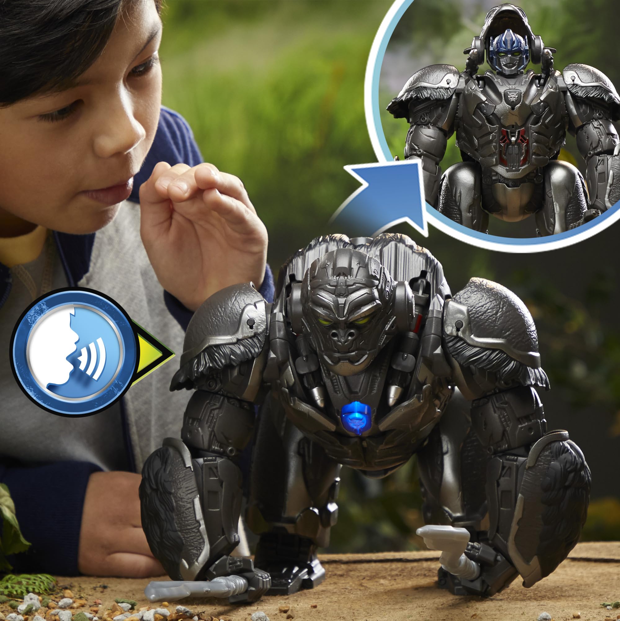 Transformers Toys Rise of The Beasts Command & Convert Animatronic Optimus Primal Toy, 12.5-Inch, Toys for Boys and Girls Ages 6 and Up