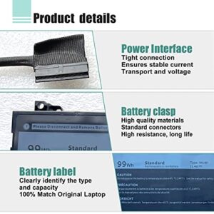 BOWEIRUI 99Wh 9NJM1 44T2R MG2YH Laptop Battery Replacement for Dell Alienware 17 R4 R5 15 R3 R4 P31E P69F P31E001 P31E002 P69F001 P69F002 HF25D 01D82 546FF 0546FF HF250 0HF250 0MG2YH 6-Cell 11.4V