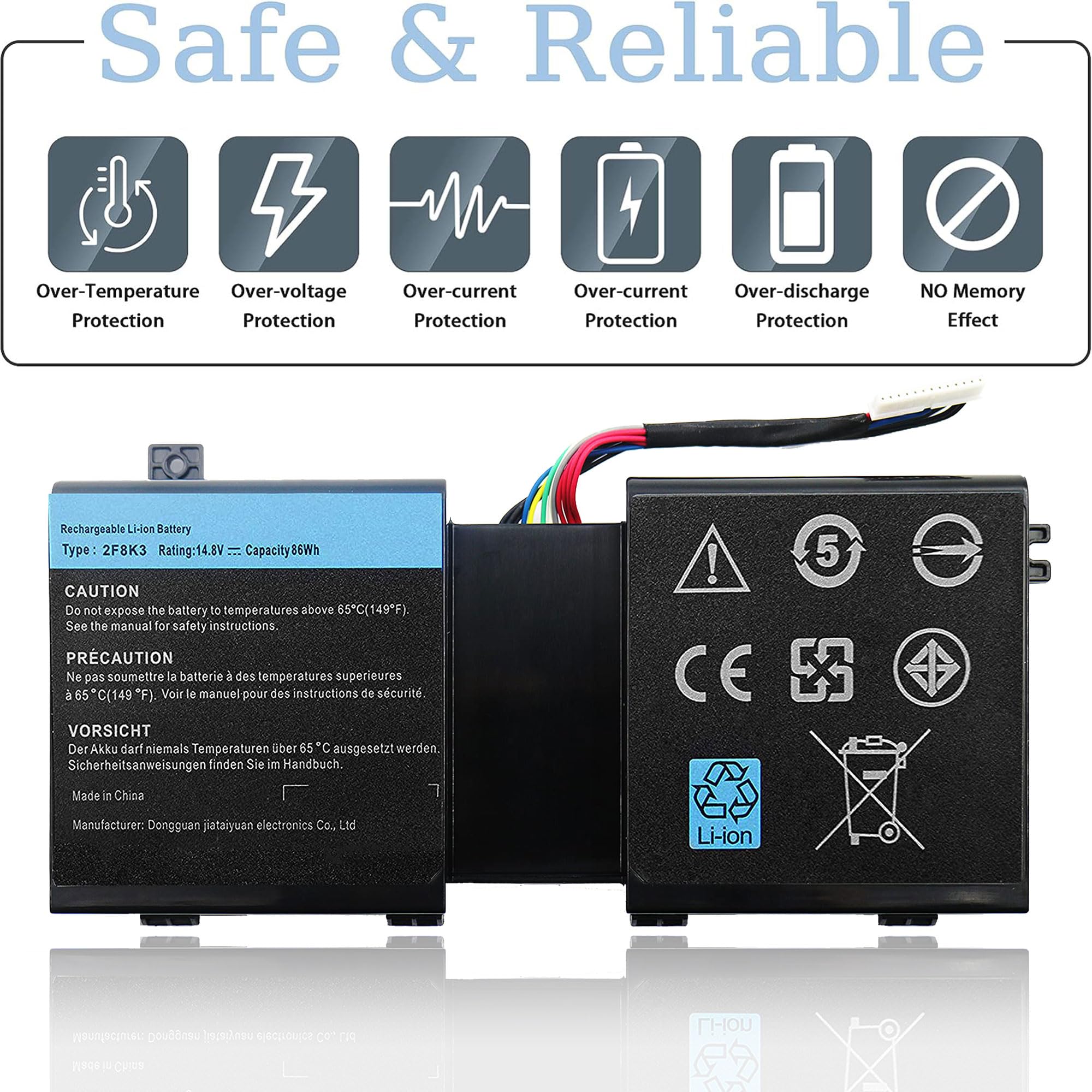 JGTM 2F8K3 Battery for Dell Alienware 17 18 R1 Alienware M17X R5 M18X R3 P19E P18E Series Compatible with 02F8K3 G33TT 0G33TT 0KJ2PX KJ2PX 0NU209 0J33TT 451-BBCB Li-ion Battery 86Wh 14.8V