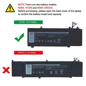 1F22N Laptop Battery Compatible with Dell Alienware M15 M17 P79F P79F001 R1 P37E P37E001 Dell G7 7590 7790 G5 5590 5590-D2783W D2743B D2843W Series 0HYWXJ HYWXJ 0JJPFK JJPFK 01F22N 06YV0V 15.2V 60Wh