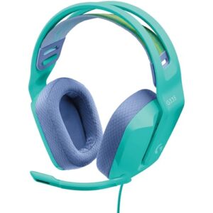 logitech g335 wired gaming headset, with flip to mute microphone, 3.5mm audio jack, memory foam earpads, lightweight, compatible with pc, playstation, xbox, nintendo switch - mint