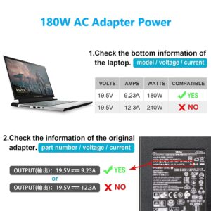 180W Laptop Charger fit for Dell G7 15 17 7588 7590 7790 G5 15 5515 5587 5590 G3 15 3579 17 3779 Precision 7670 7770 7510 7520 7530 7540 7550 19.5V 9.23A 7.4mm AC Adapter Power Cord