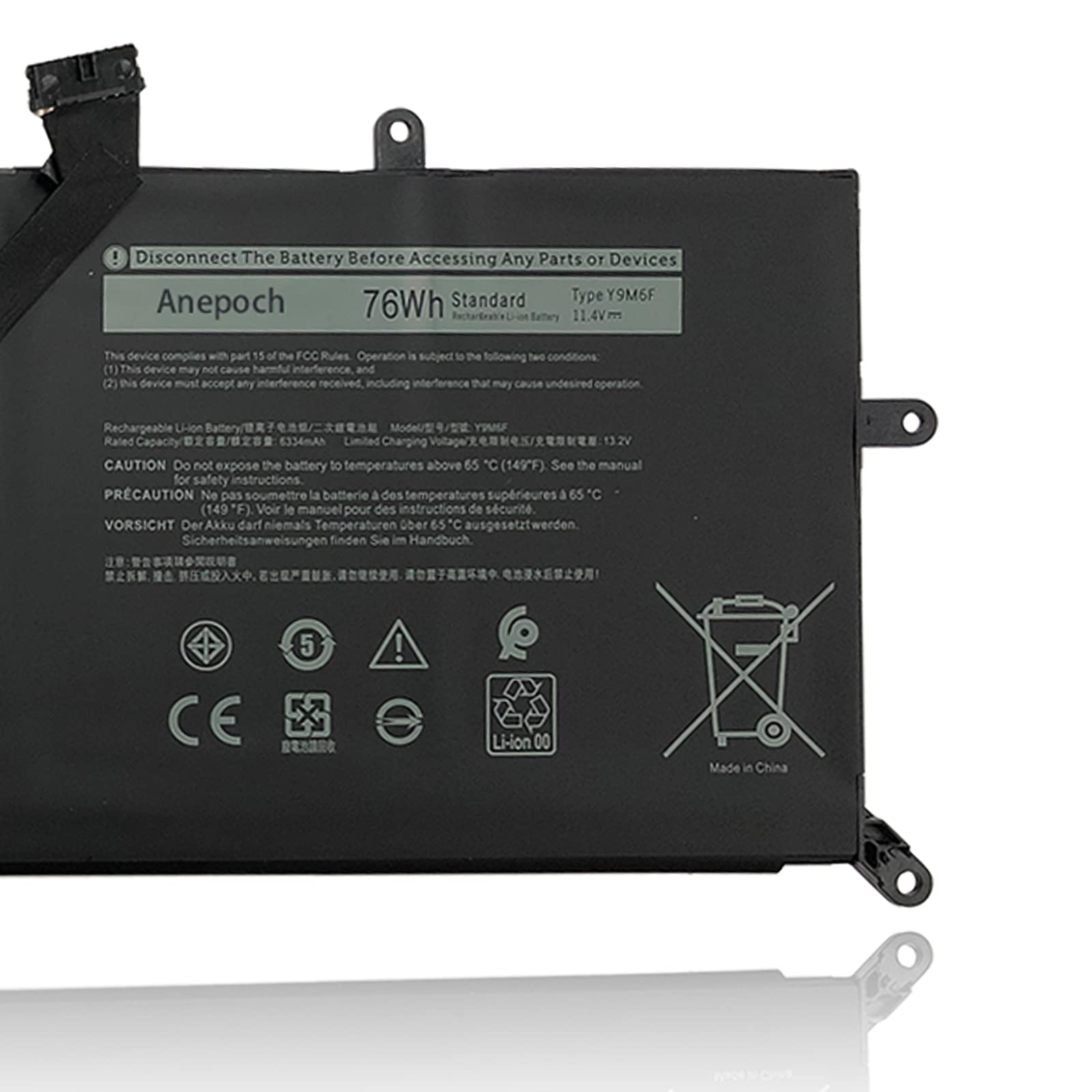 Anepoch Y9M6F Laptop Battery Replacement for Dell Alienware M15 M17 R2 ALW15M-D4736W D4501B D4958W D4728W D4505B D4725B D4746W D4725W D4758W D4738W Series 0Y9M6F 8K84V 08K84V 11.4V 76Wh 6334mAh