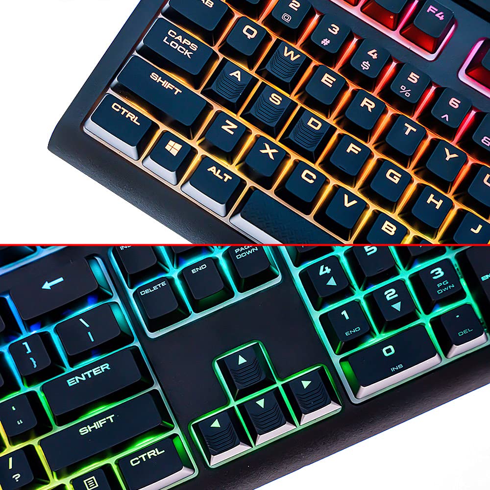 HUYUN Texture Tactility Backlit Keycaps Replacement for Cherry 2.0/5.0/6.0/9.0 Alienware AW510K/ikbc S200/K70 RGB MK.2 LP Low Profile Keyboard (Black)