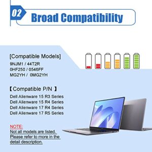 Dentsing 9NJM1 Laptop Battery Replace for Dell Alienware 15 R3 R4 17 R4 R5P31E001 P31E002 P69F001 P69F002 ALW17C-D1738 D1748 D1758 D2738 D2748 D2758 R1748 Notebook 0546FF 0HF250 44T2R HF250 MG2YH 99Wh