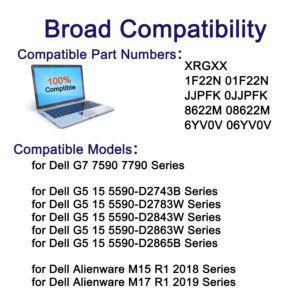 SUNNEAR XRGXX Battery Replacement for Dell Alienware M15 R1 2018 P79F, M17 R1 2019 P37E, Dell G5 5590/G7 7590 7790 P40E P82F P82F001 P40E001 P79F001 P37E001 1F22N JJPFK 0JJPFK 8622M 08622M 6YV0V