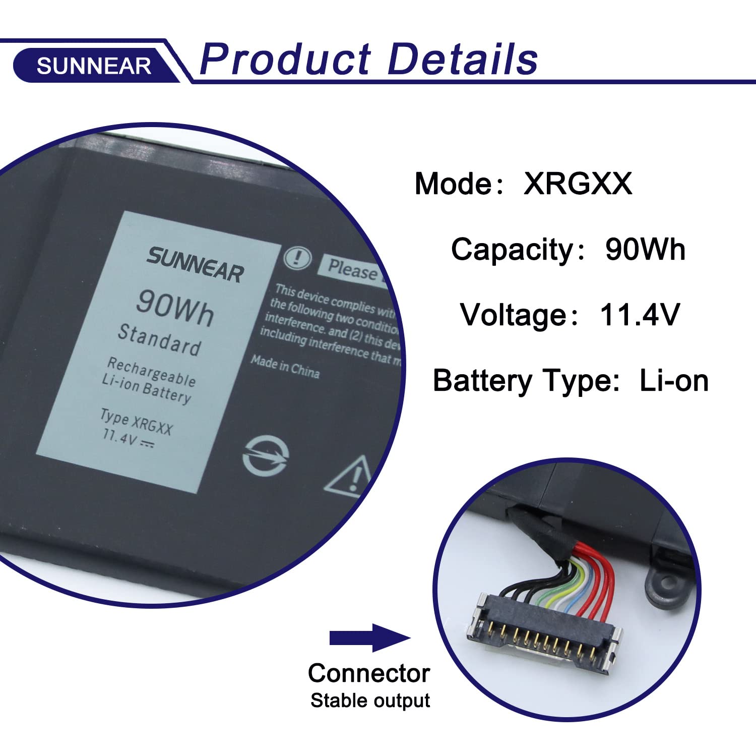 SUNNEAR XRGXX Battery Replacement for Dell Alienware M15 R1 2018 P79F, M17 R1 2019 P37E, Dell G5 5590/G7 7590 7790 P40E P82F P82F001 P40E001 P79F001 P37E001 1F22N JJPFK 0JJPFK 8622M 08622M 6YV0V