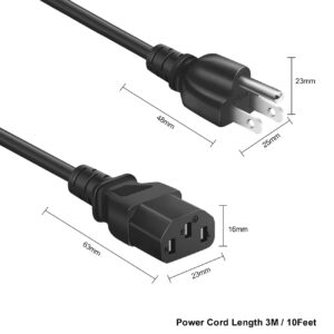 6FT PC Computer Power Cord for Dell OptiPlex Alienware XPS HP Elite Pavilion Envy Acer Lenovo ThinkCentre IdeaCentre MSI iMac Tower Desktop All in One Gaming AIO 3-Prong Power Cable