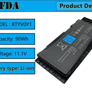 Yafda BTYV0Y1 Laptop Battery Replacement for Dell Alienware M17X R3 R4 C0C5M 0C0C5M 318-0397 7XC9N 05WP5W 5WP5W BTYVOY1