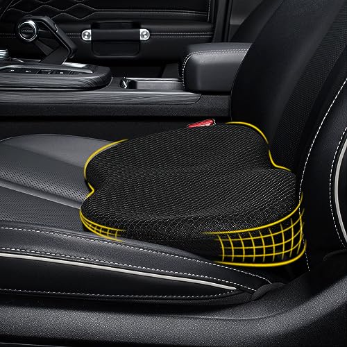 kingphenix Wedge Car Seat Cushion: Memory Foam Truck Seat Cushion for Car Seat Driver - Sciatica and Back Pain Relief - Enhancing Driving Comfort -Black